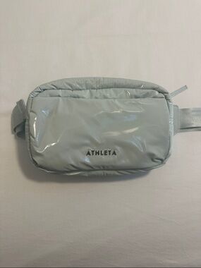Athleta Glossy Pale Blue Puffer Crossbody Belt Bag